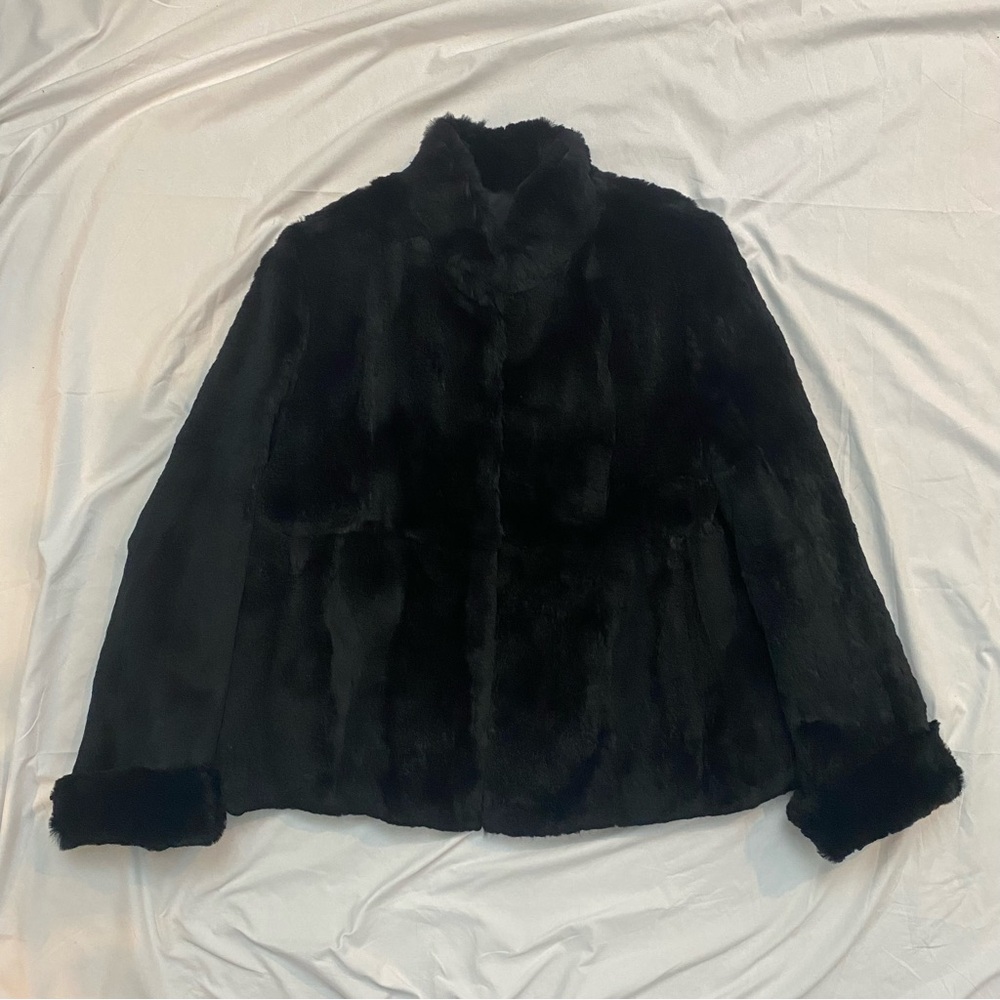 Vintage Black Rabbit Fur Jacket